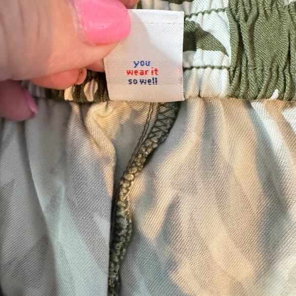 Old Navy Plus sz 2X High Rise Playa Wide Leg Pant Olive Green Floral Print - Picture 5 of 12